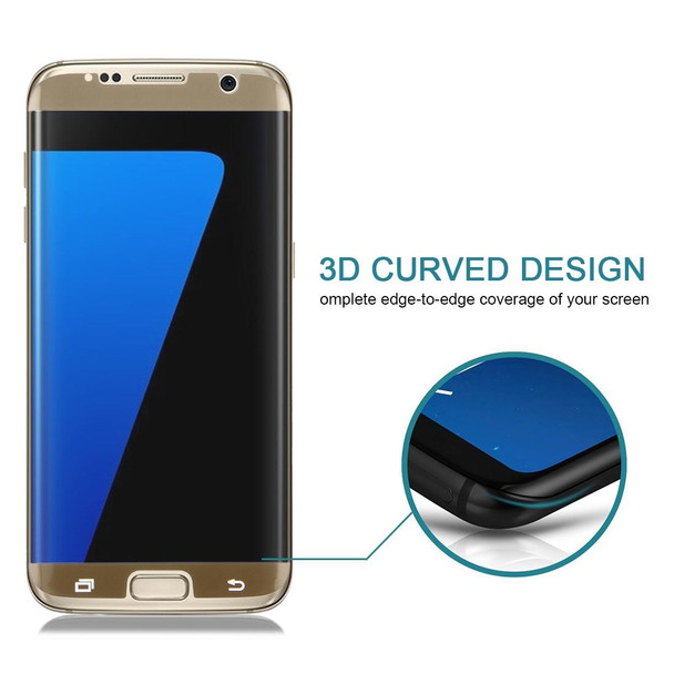 Galaxy S7 Edge / G935 0.26mm 9H Surface Hardness Curved Surface Non-full Screen Tempered Glass Film(Gold)