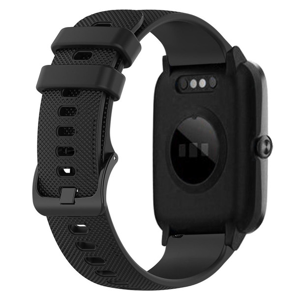 ID205 / Willful SW021 19mm Silicone Plaid Watch Band(Black)