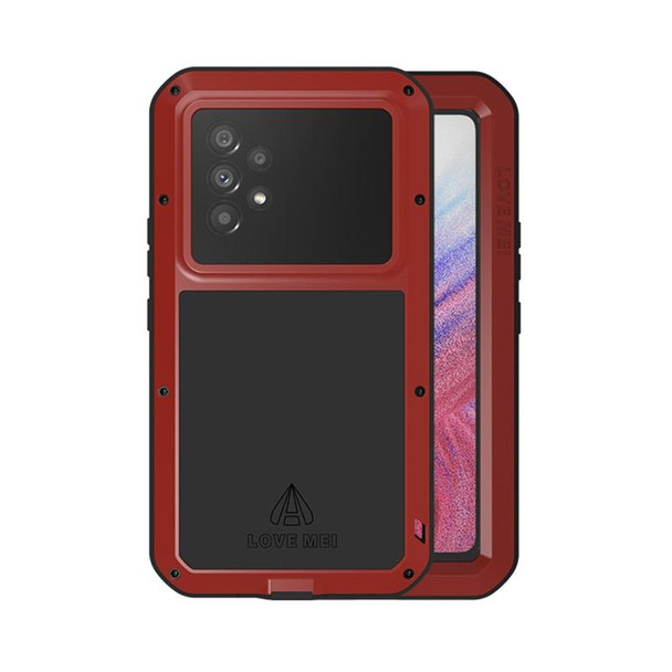 Samsung Galaxy A53 LOVE MEI Metal Shockproof Waterproof Dustproof Protective Phone Case with Glass(Red)