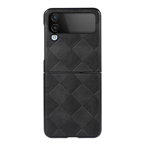 Samsung Galaxy Z Flip4 Weave Plaid PU Phone Case(Black)