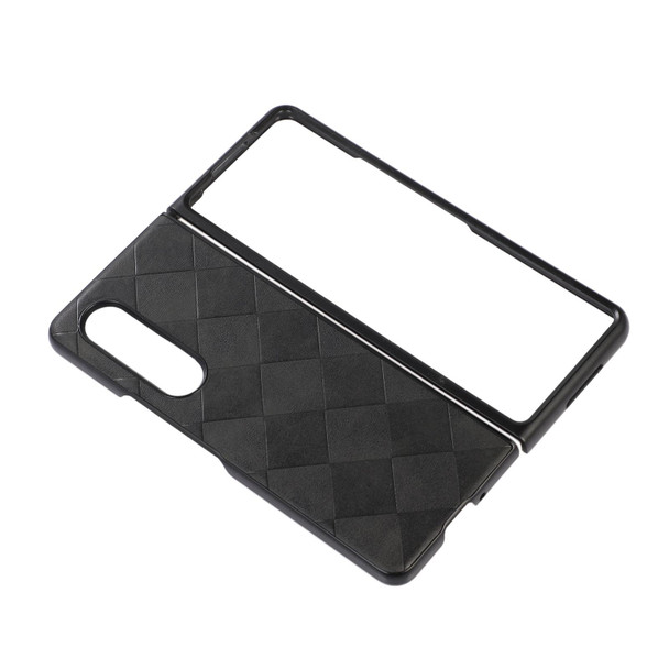 Samsung Galaxy Z Fold4 Weave Plaid PU Phone Case(Black)