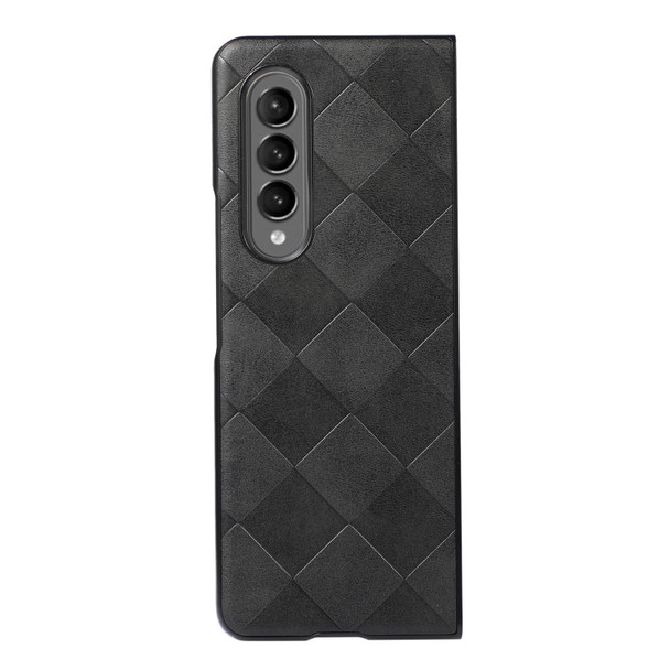 Samsung Galaxy Z Fold4 Weave Plaid PU Phone Case(Black)