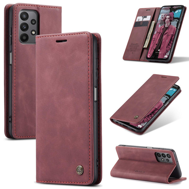 Samsung Galaxy A23 CaseMe 013 Multifunctional Horizontal Flip Leather Phone Case(Wine Red)