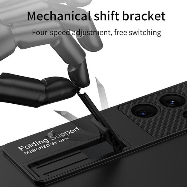 Samsung Galaxy S22 Ultra 5G GKK Ultra-thin Shockproof Phone Case with Holder(Black)
