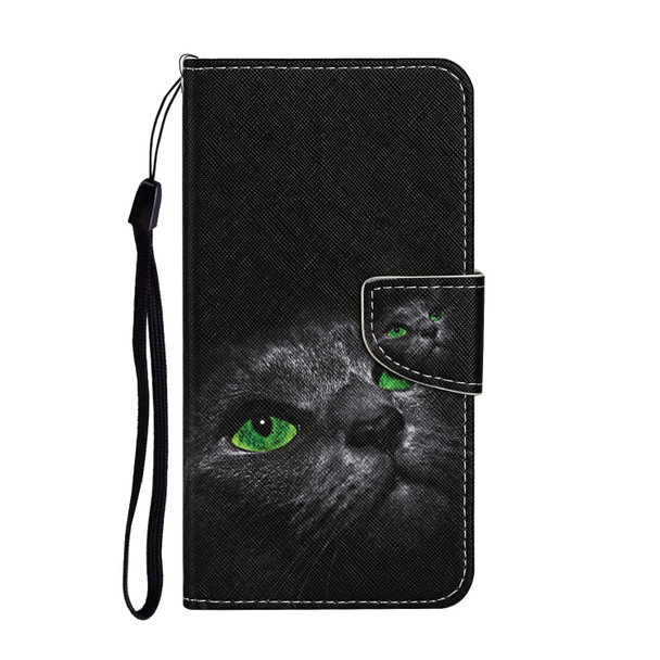 Samsung Galaxy A32 4G Colored Drawing Pattern Flip Leather Case(Black Cat)