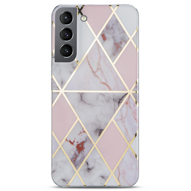 Samsung Galaxy S21 FE 5G Electroplating IMD Marble TPU Phone Case(Light Pink Grey)