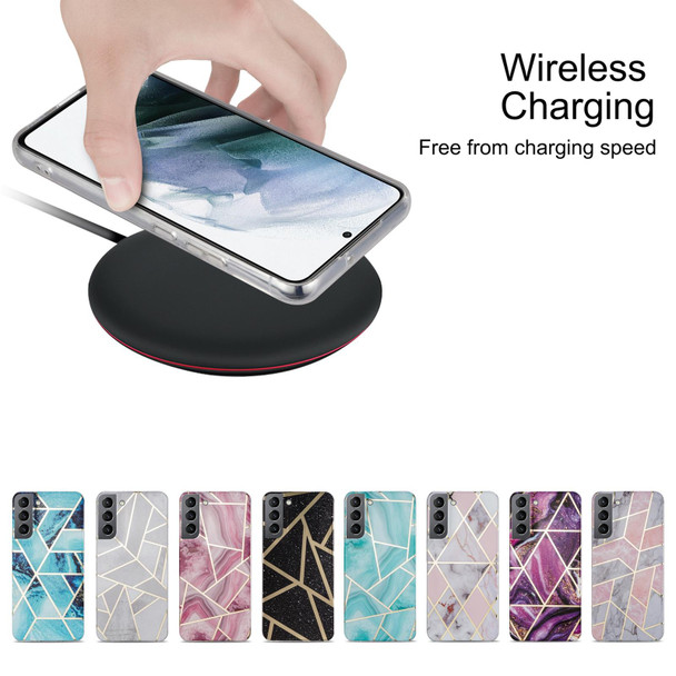 Samsung Galaxy S21 FE 5G Electroplating IMD Marble TPU Phone Case(Light Pink Grey)