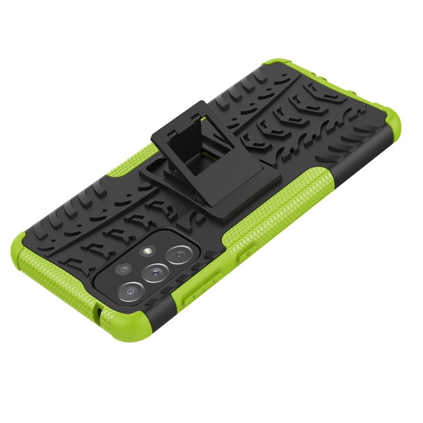 Samsung Galaxy A73 5G Tire Texture Shockproof TPU+PC Phone Case with Holder(Green)