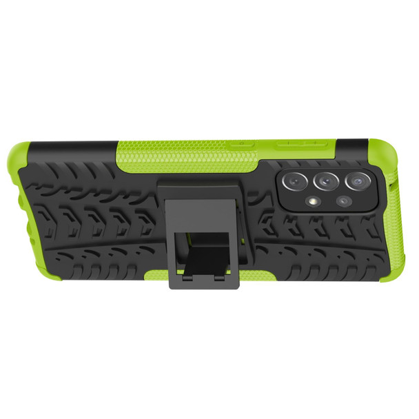 Samsung Galaxy A73 5G Tire Texture Shockproof TPU+PC Phone Case with Holder(Green)