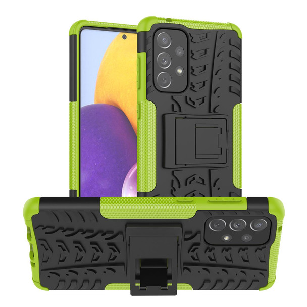 Samsung Galaxy A73 5G Tire Texture Shockproof TPU+PC Phone Case with Holder(Green)