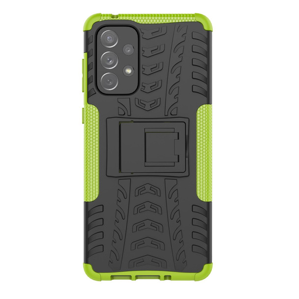 Samsung Galaxy A73 5G Tire Texture Shockproof TPU+PC Phone Case with Holder(Green)
