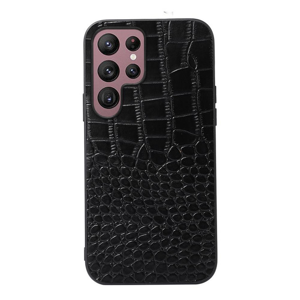 Samsung Galaxy S22 Ultra 5G Crocodile Top Layer Cowhide Leather Phone Case(Black)
