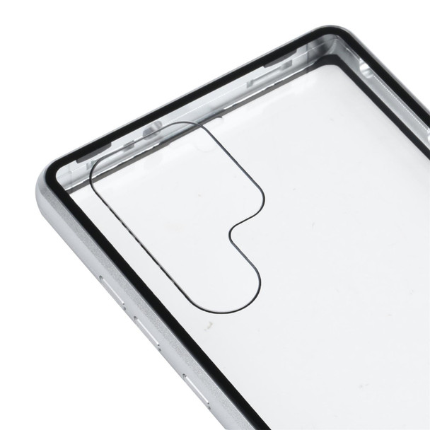 Samsung Galaxy S22 Ultra 5G HD Magnetic Metal Tempered Glass Phone Case(Silver)