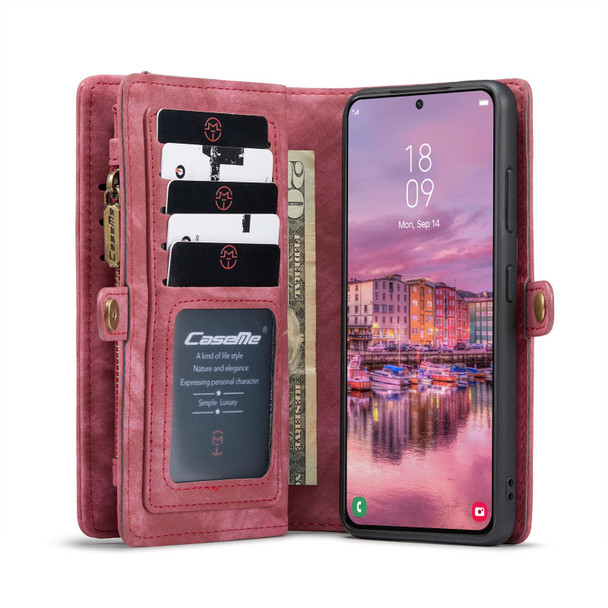 Samsung Galaxy S22 5G CaseMe-008 Detachable Multifunctional Horizontal Flip Leather Case(Red)