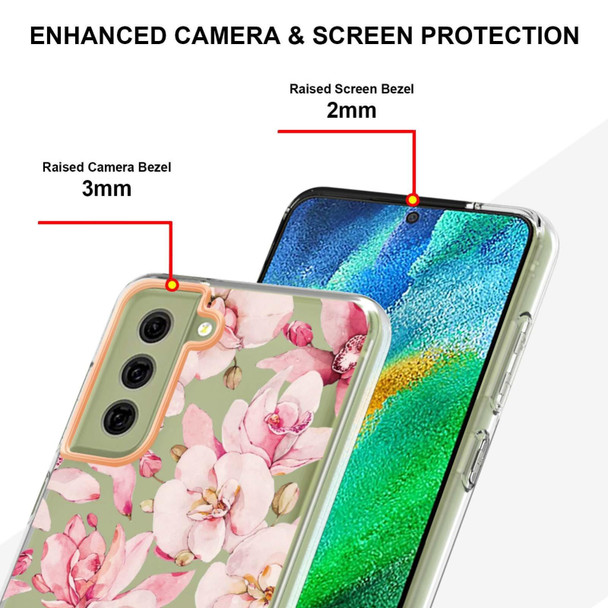Samsung Galaxy S21 FE 5G Flowers and Plants Series IMD TPU Phone Case(Pink Gardenia)