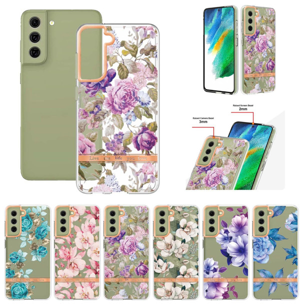 Samsung Galaxy S21 FE 5G Flowers and Plants Series IMD TPU Phone Case(Pink Gardenia)