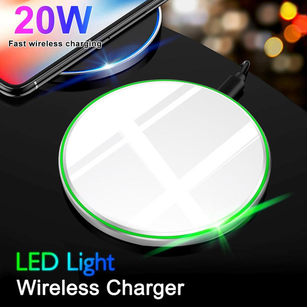 20W QI Metal Mirror Ultra-thin Wireless Charger(Black)