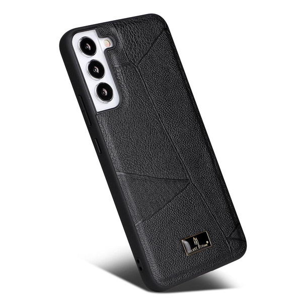 Samsung Galaxy S22+ 5G Fierre Shann Leather Texture Phone Back Cover Case(Ox Tendon Black)