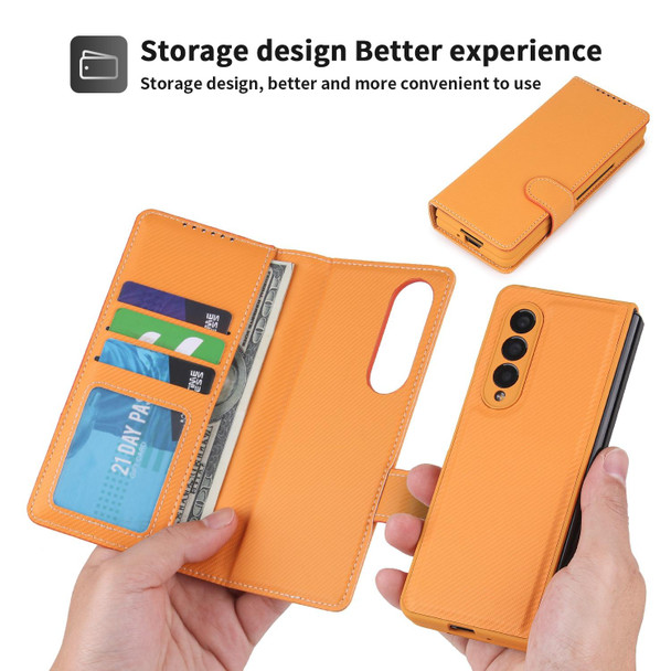 Samsung Galaxy Z Fold3 5G 2 in 1 Split Folding Leather Phone Case(Twill Yellow)