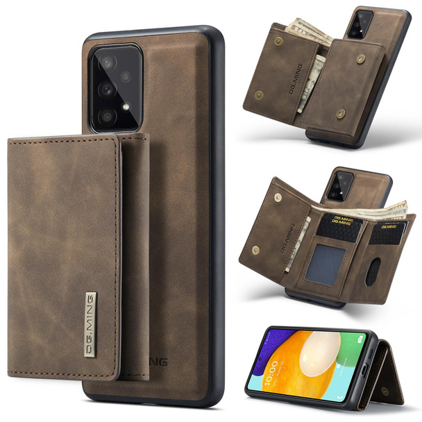 Samsung Galaxy A53 5G DG.MING M1 Series 3-Fold Multi Card Wallet + Magnetic Phone Case(Coffee)