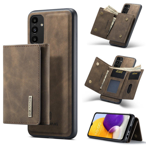 Samsung Galaxy A13 4G DG.MING M1 Series 3-Fold Multi Card Wallet + Magnetic Phone Case(Coffee)