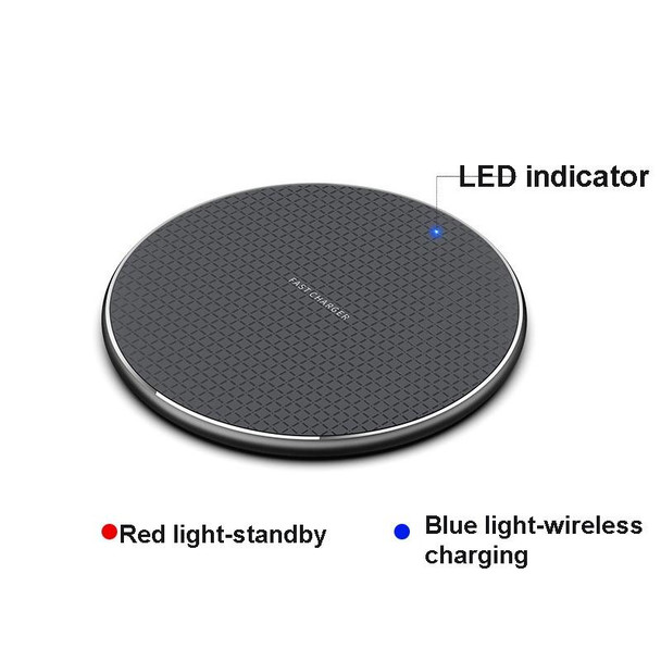 Q25 15W Plaid Pattern Desktop Metal Round Wireless Charger(White)