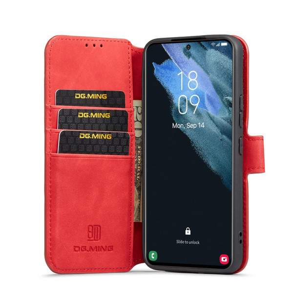 Samsung Galaxy S22+ DG.MING Retro Oil Side Horizontal Flip Leather Case with Holder & Card Slots & Wallet(Red)