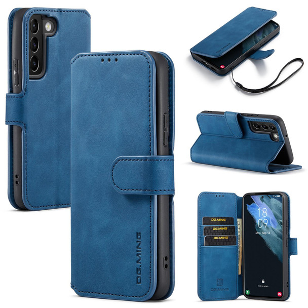 Samsung Galaxy S22 DG.MING Retro Oil Side Horizontal Flip Leather Case with Holder & Card Slots & Wallet(Blue)