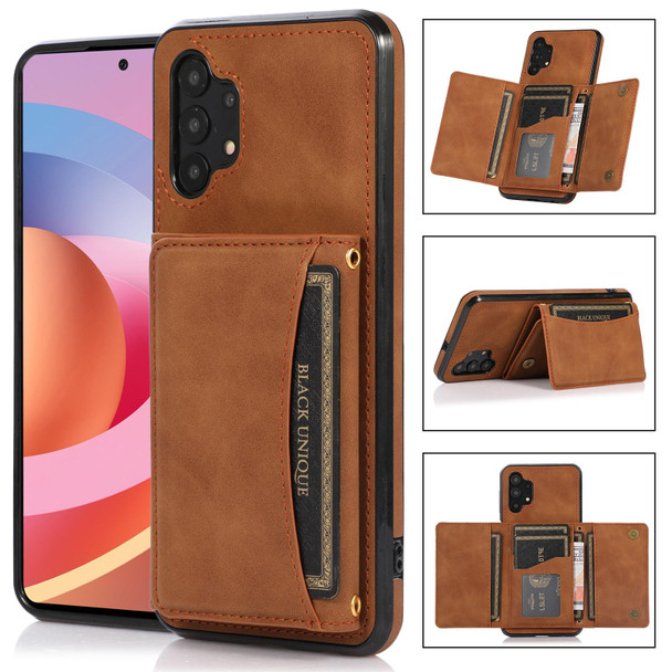 Samsung Galaxy A32 4G Three-fold Leather Phone Case with Card Slot & Wallet & Holder(Brown)