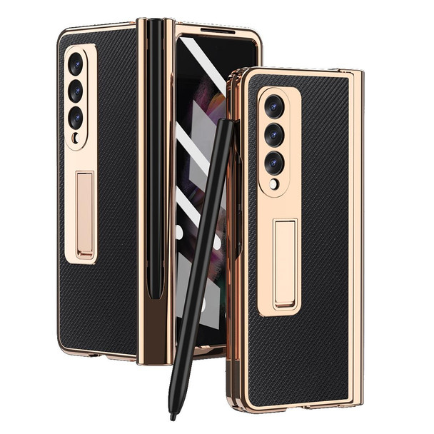 Samsung Galaxy Z Fold3 5G Electroplated Hinge Pen Slot Kevlar Phone Case(Black)