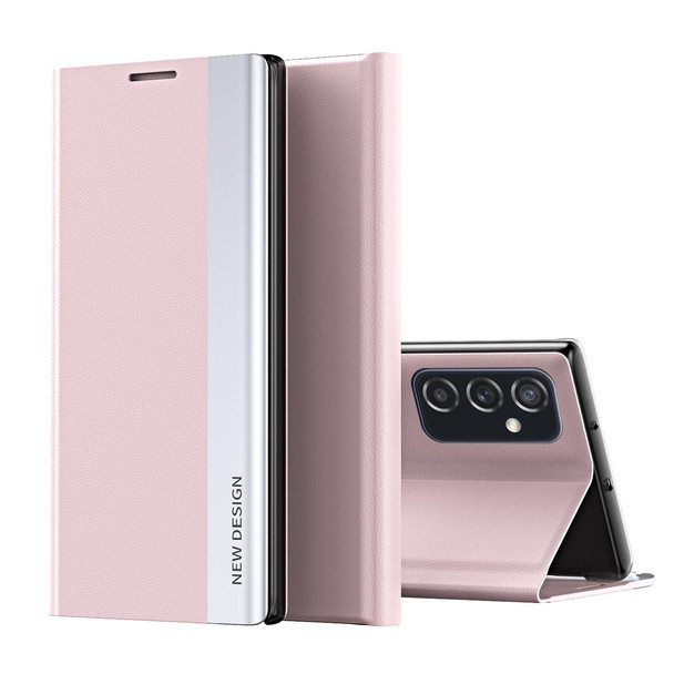 Samsung Galaxy A33 5G Side Electroplated Magnetic Flip Leather Case with Holder(Pink)