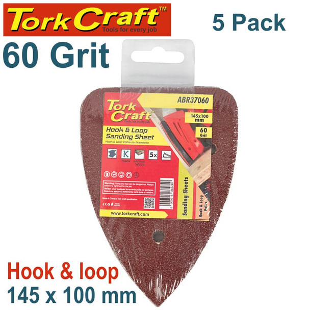 SANDING TRI - 60 GRIT 145 X 145 X 100MM 5/PACK FOR TCMS HOOK AND LOOP