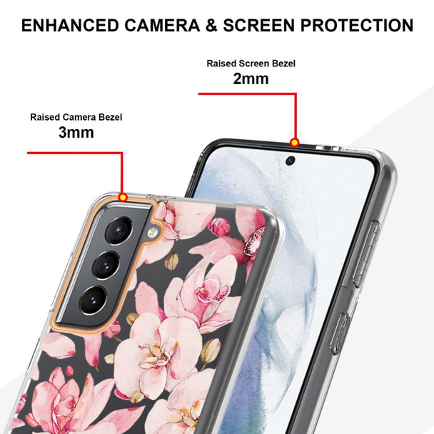 Samsung Galaxy S21+ 5G Flowers and Plants Series IMD TPU Phone Case(Pink Gardenia)