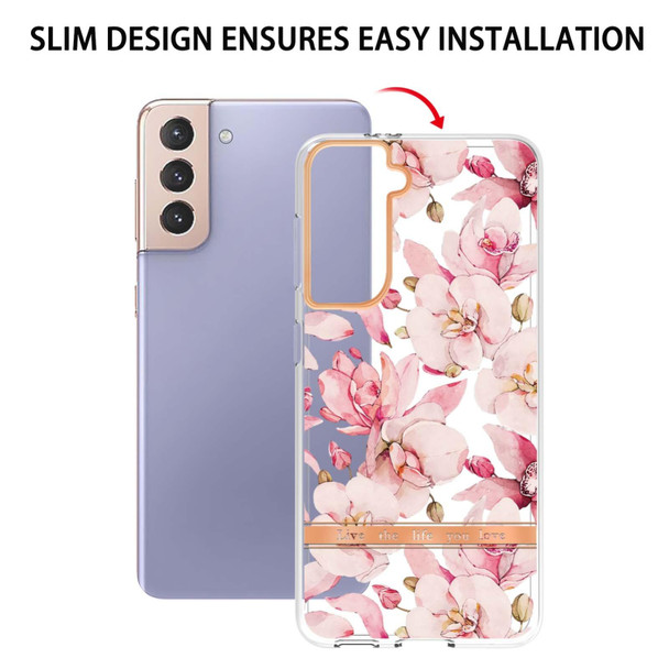 Samsung Galaxy S21+ 5G Flowers and Plants Series IMD TPU Phone Case(Pink Gardenia)