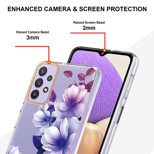 Samsung Galaxy A32 5G Flowers and Plants Series IMD TPU Phone Case(Purple Begonia)