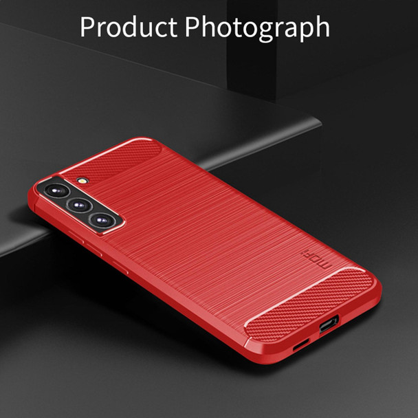 Samsung Galaxy S22+ 5G MOFI Gentleness Series Brushed Texture Carbon Fiber Soft TPU Case(Red)