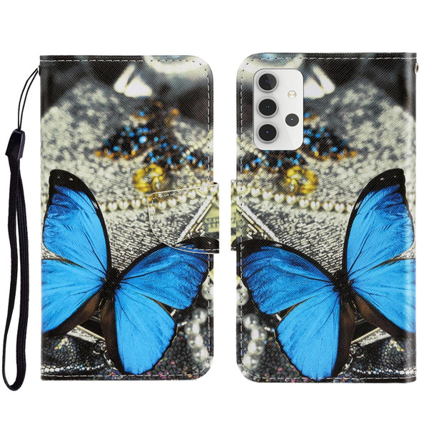 Samsung Galaxy A32 4G 3D Colored Drawing Horizontal Flip Leather Phone Case with Holder & Card Slots & Wallet(A Butterfly)