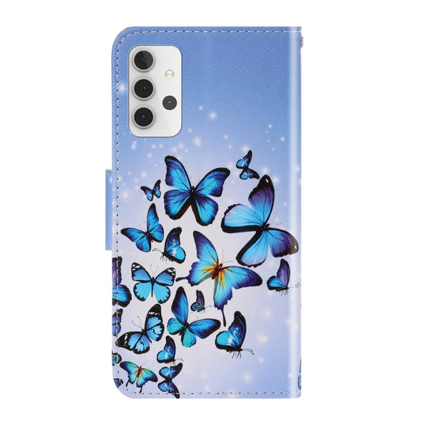 Samsung Galaxy A32 4G 3D Colored Drawing Horizontal Flip Leather Phone Case with Holder & Card Slots & Wallet(Multiple Butterflies)