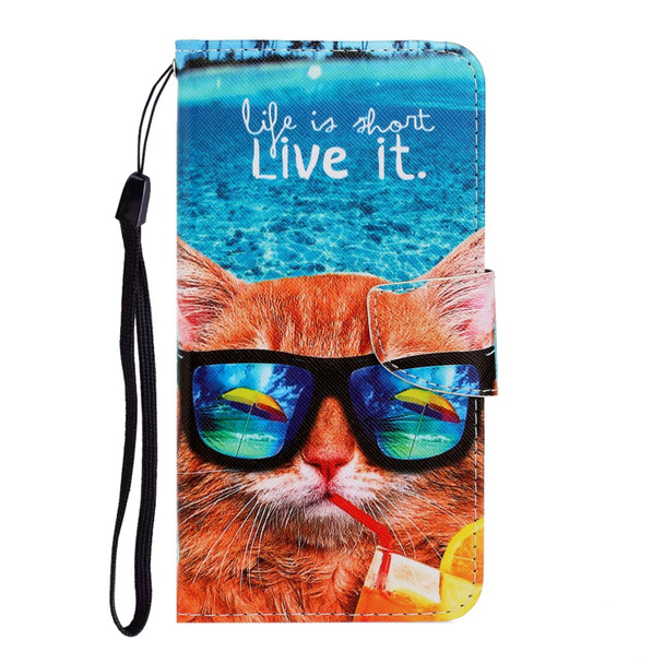 Samsung Galaxy A02s 164mm Version 3D Colored Drawing Horizontal Flip Leather Phone Case with Holder & Card Slots & Wallet(Underwater Cat)