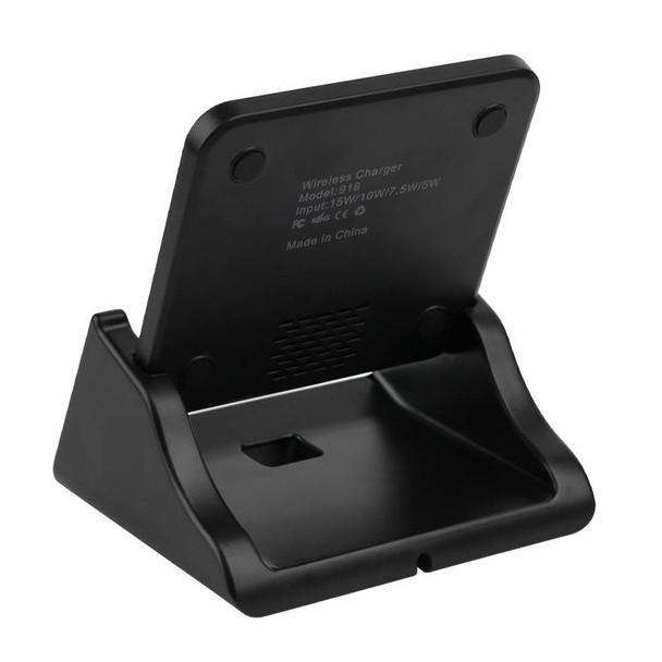 A9189 10W Vertical Wireless Fast Charger with Detachable Mobile Phone Holder(Black)