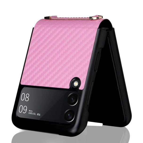 Samsung Galaxy Z Flip3 5G Carbon Fiber Texture Phone Case(Pink)