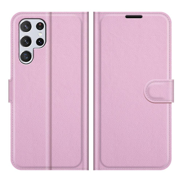 Samsung Galaxy S22 Ultra 5G Litchi Texture Horizontal Flip Protective Case with Holder & Card Slots & Wallet(Pink)