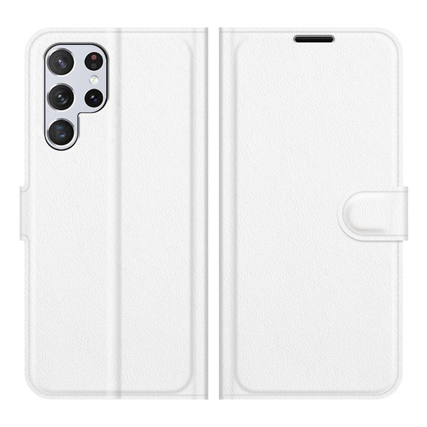 Samsung Galaxy S22 Ultra 5G Litchi Texture Horizontal Flip Protective Case with Holder & Card Slots & Wallet(White)
