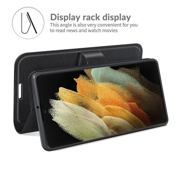 Samsung Galaxy S22 Ultra 5G Litchi Texture Horizontal Flip Protective Case with Holder & Card Slots & Wallet(Black)