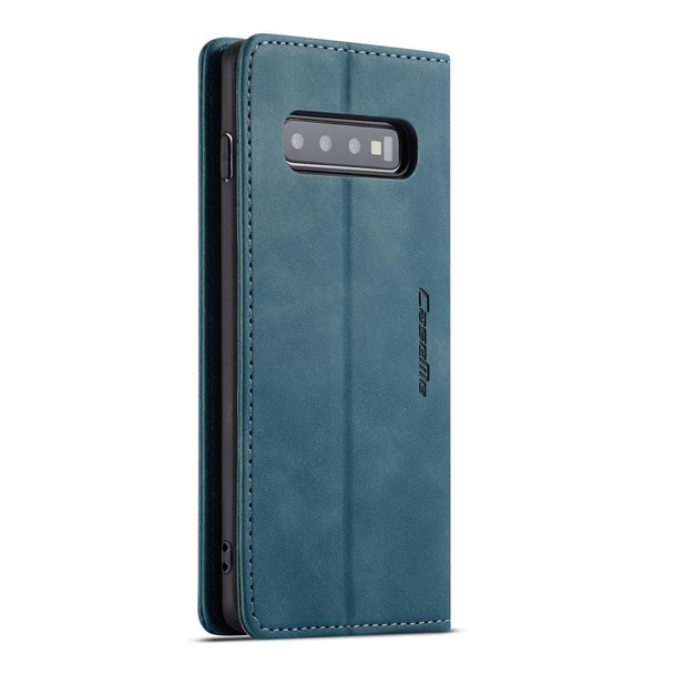 CaseMe-013 Multifunctional Retro Frosted Horizontal Flip Leatherette Case for Galaxy S10, with Card Slot & Holder & Wallet (Blue)