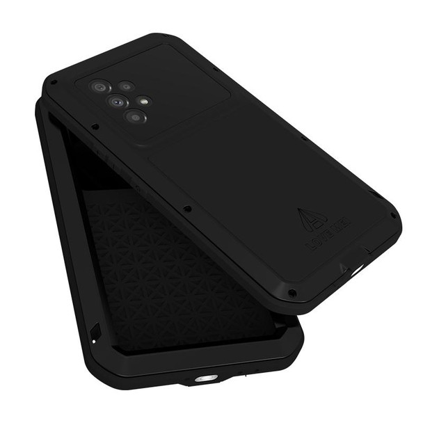 Samsung Galaxy A53 LOVE MEI Metal Shockproof Waterproof Dustproof Protective Phone Case with Glass(Black)