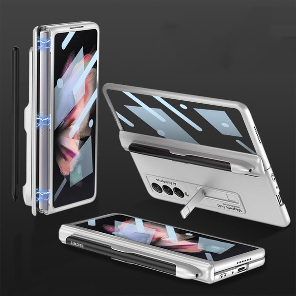 Samsung Galaxy Z Fold3 5G GKK Integrated Magnetic Full Coverage Phone Flip Case with Pen Slot(Silver)