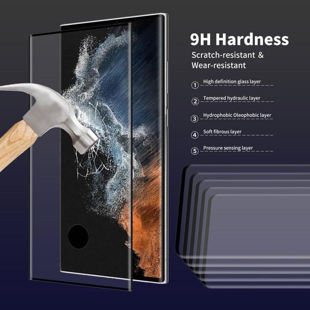 2 PCS - Samsung Galaxy S22 Ultra ENKAY 3D Curved Hot Bending Tempered Glass Full Film, Hole Unlock