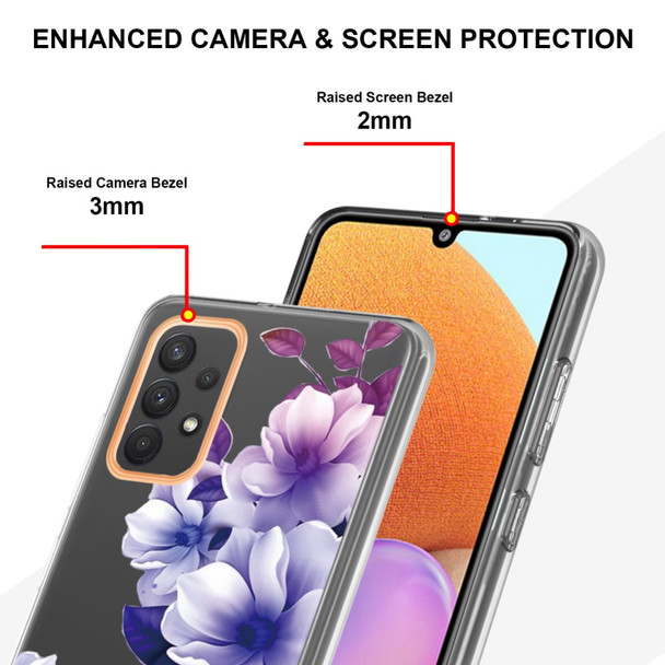 Samsung Galaxy A32 4G Flowers and Plants Series IMD TPU Phone Case(Purple Begonia)