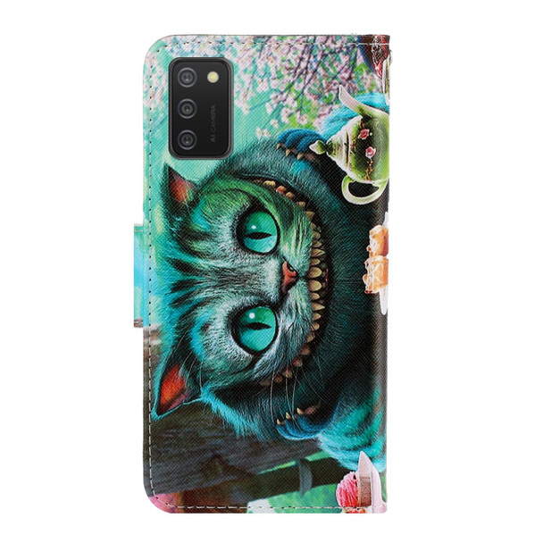 Samsung Galaxy A02s 164mm Version 3D Colored Drawing Horizontal Flip Leather Phone Case with Holder & Card Slots & Wallet(Green Eyes)